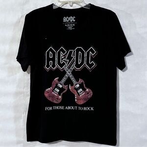 AC/DC Rock and Roll Band Black Graphic T-Shirt Tee